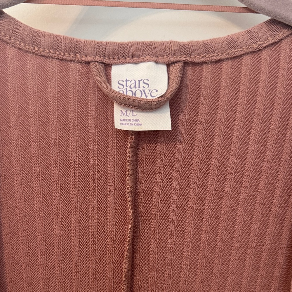 Stars Above Pink Ribbed Knit Robe - Picture 2 of 6